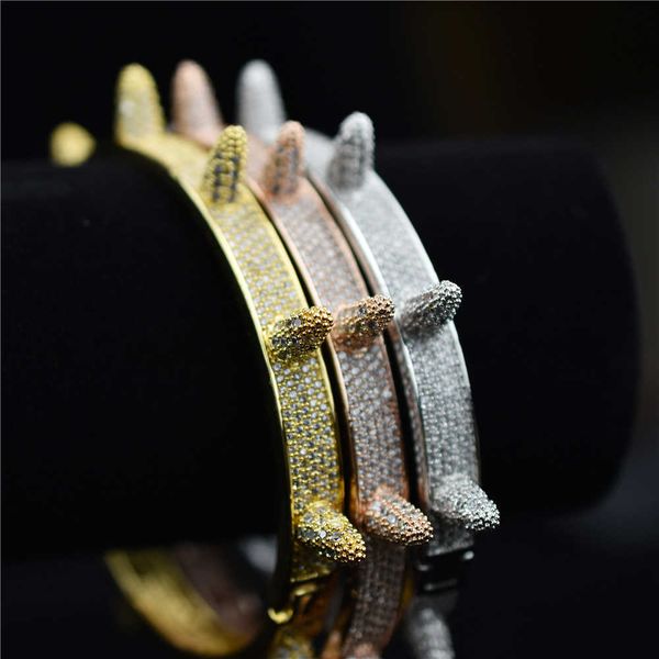 hip hop luxury iced out bling cubic zirconia hip hop rose gold silver color rivet bracelets spike bangles gifts for men women q0720, Black
hip hop luxury iced out bling cubic zirconia hip hop rose gold silver color rivet bracelets spike bangles gifts for men women q0720, Black