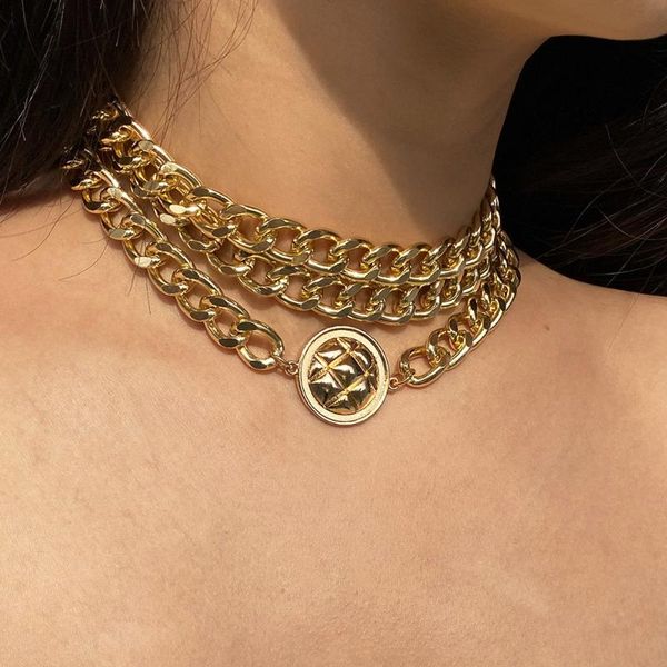 chokers 3pcs/set punk multilayer miami curb cuban chain choker necklace for women steampunk round disc pendant chunky jewelry, Golden;silver
chokers 3pcs/set punk multilayer miami curb cuban chain choker necklace for women steampunk round disc pendant chunky jewelry, Golden;silver