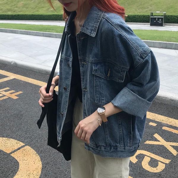 women's jackets blue vintage denim women turn down collar long sleeve loose jacket coat korea spring autumn single breasted outwear x18, Black;brown
women's jackets blue vintage denim women turn down collar long sleeve loose jacket coat korea spring autumn single breasted outwear x18, Black;brown