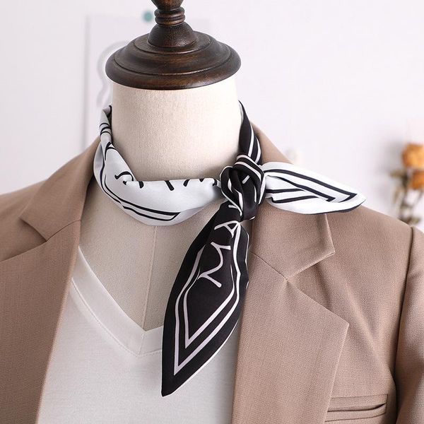 scarves 2021 stripe print women silk scarf small handle bag ribbons female head hair band black foulard 90*10cm, Blue;gray
scarves 2021 stripe print women silk scarf small handle bag ribbons female head hair band black foulard 90*10cm, Blue;gray