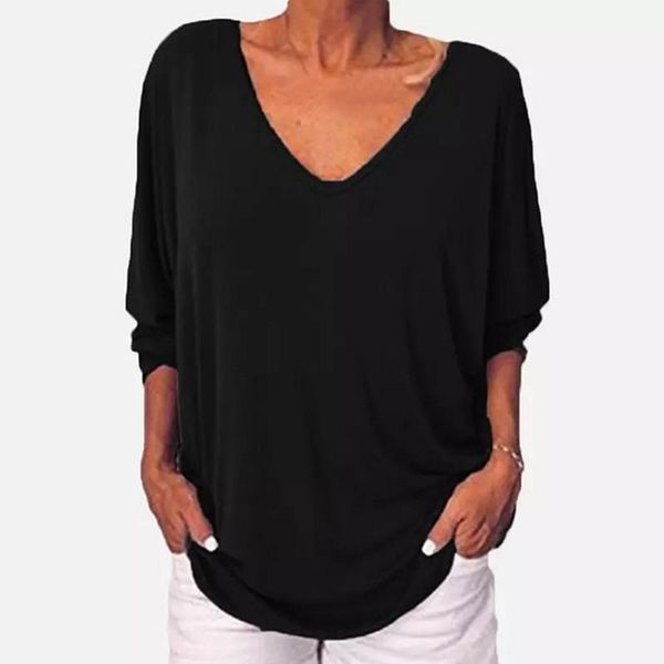 women's t-shirt 2021 autumn t shirts women large size solid color shirt casual long three quarter tee fashion ladies top, White
women's t-shirt 2021 autumn t shirts women large size solid color shirt casual long three quarter tee fashion ladies top, White