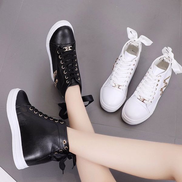 women sneakers leather increasing height casual shoes white high platform shoe lace up leisure shoes zip zapatos mujer 8844n, Black
women sneakers leather increasing height casual shoes white high platform shoe lace up leisure shoes zip zapatos mujer 8844n, Black