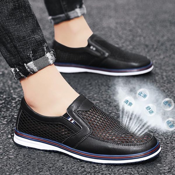 dress shoes men's mesh leather 2021 summer fashion breathable casual simple loafers driving, Black
dress shoes men's mesh leather 2021 summer fashion breathable casual simple loafers driving, Black