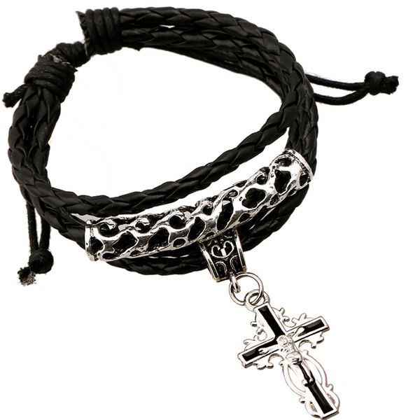 religious black pu leather braided bracelet with cross charm women men christian jewelry adjustable wristbands accessories, Golden;silver
religious black pu leather braided bracelet with cross charm women men christian jewelry adjustable wristbands accessories, Golden;silver