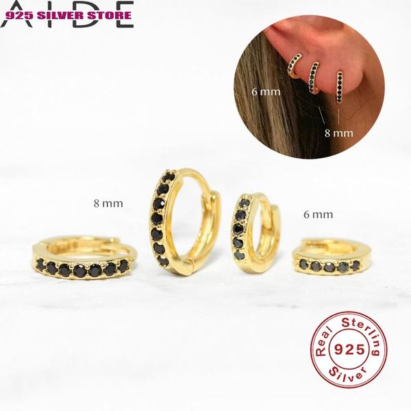 hoop & huggie aide 925 sterling silver earrings trendy small black zircon for women daily jewelry pendientes w4, Golden;silver 
hoop & huggie aide 925 sterling silver earrings trendy small black zircon for women daily jewelry pendientes w4, Golden;silver