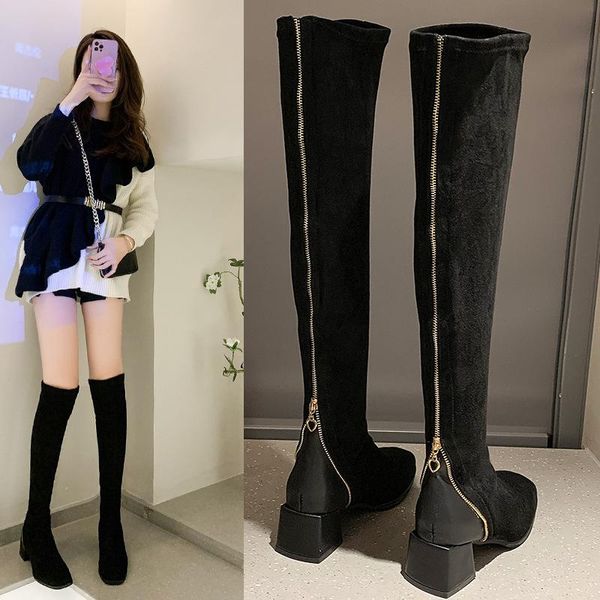 boots women's stretch 2021 winter rear zipper square toe thick heel long plus velvet over the knee knight wedges, Black
boots women's stretch 2021 winter rear zipper square toe thick heel long plus velvet over the knee knight wedges, Black