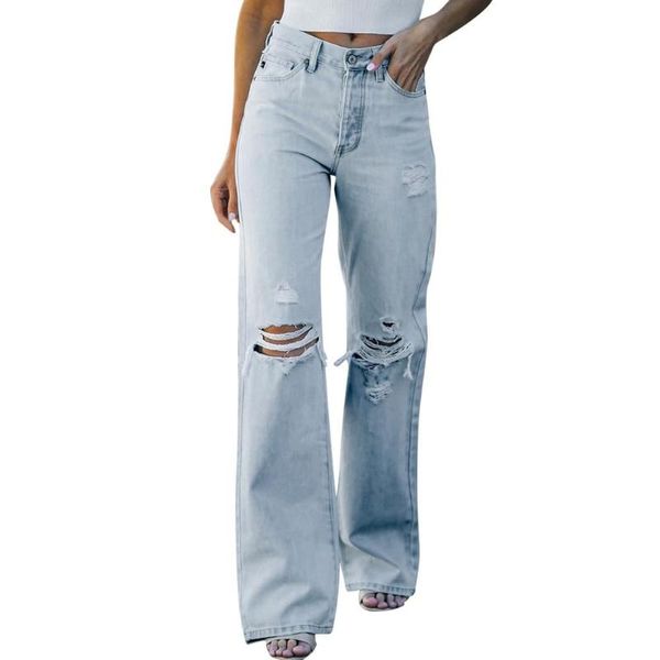 women's jeans women distressed flare mid high waist ripped denim pants loose vintage female torn trousers streetwear, Blue
women's jeans women distressed flare mid high waist ripped denim pants loose vintage female torn trousers streetwear, Blue