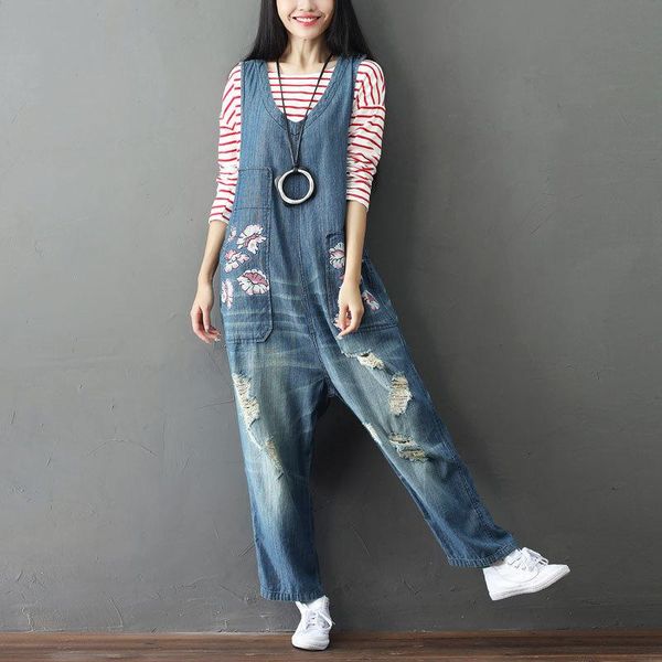 women's jumpsuits & rompers plus size ripped denim romper women jumpsuit hole print loose casual suspenders trousers destroyed overalls, Black;white
women's jumpsuits & rompers plus size ripped denim romper women jumpsuit hole print loose casual suspenders trousers destroyed overalls, Black;white