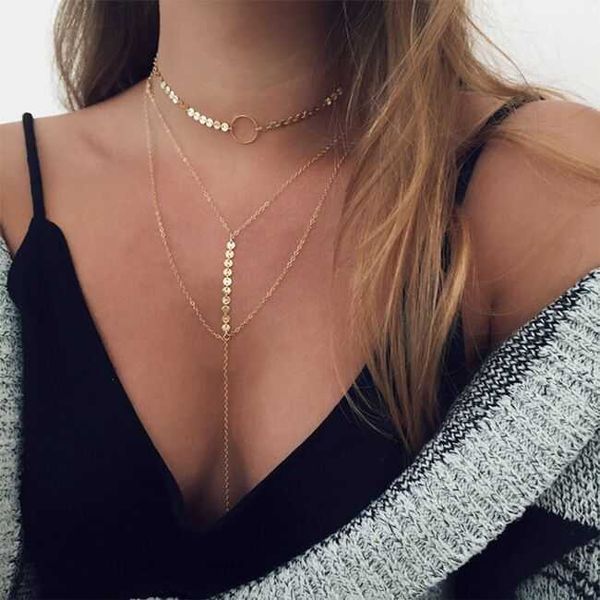 sequin multi-layer necklace female ulzzang temperament personality long clavicle chain chocker necklace accessories, Silver
sequin multi-layer necklace female ulzzang temperament personality long clavicle chain chocker necklace accessories, Silver