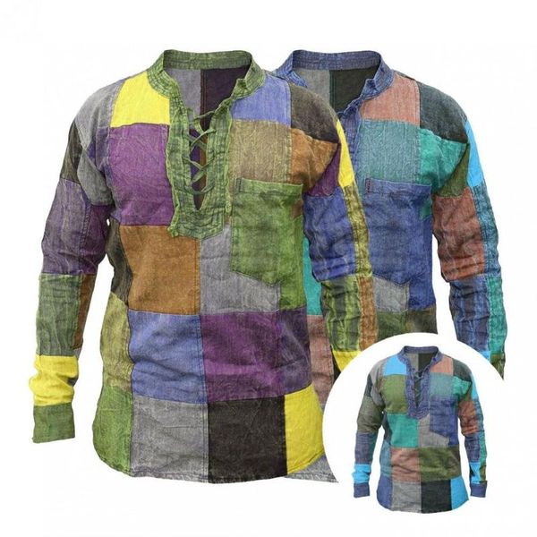 men's casual shirts fabulous men shirt colorful all match autumn long sleeve artistic lace up for home, White;black
men's casual shirts fabulous men shirt colorful all match autumn long sleeve artistic lace up for home, White;black