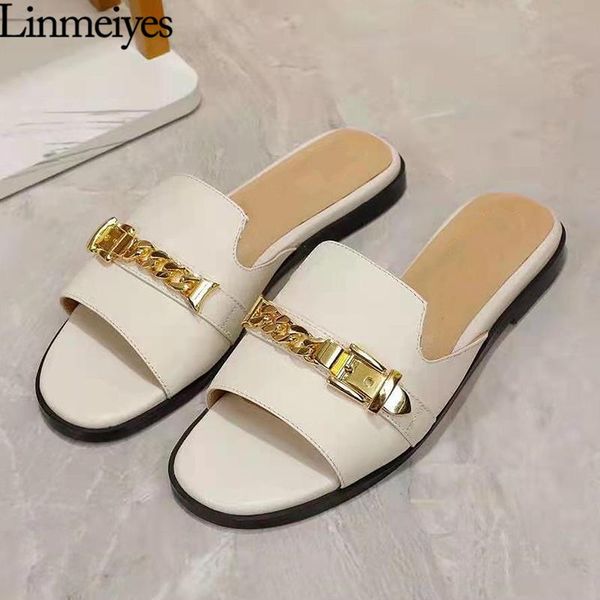slippers designer flats women genuine leather slides lady casual shoes gold chain decorate female everyday, Black
slippers designer flats women genuine leather slides lady casual shoes gold chain decorate female everyday, Black