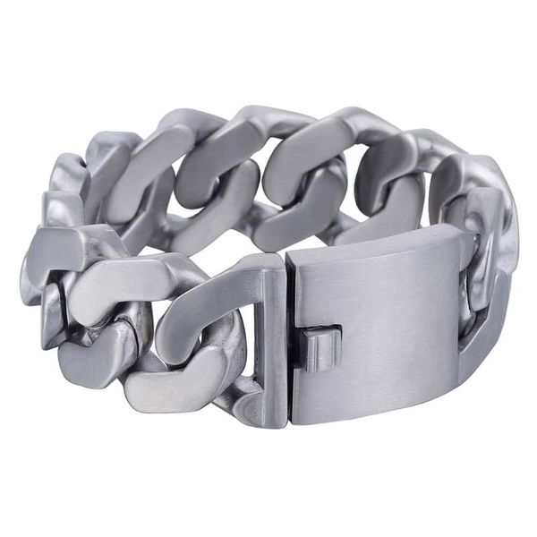 link, chain 27mm heavy thick mens bracelet matte finish curb silver color 316l stainless steel male jewelry party gift dhb409, Black
link, chain 27mm heavy thick mens bracelet matte finish curb silver color 316l stainless steel male jewelry party gift dhb409, Black