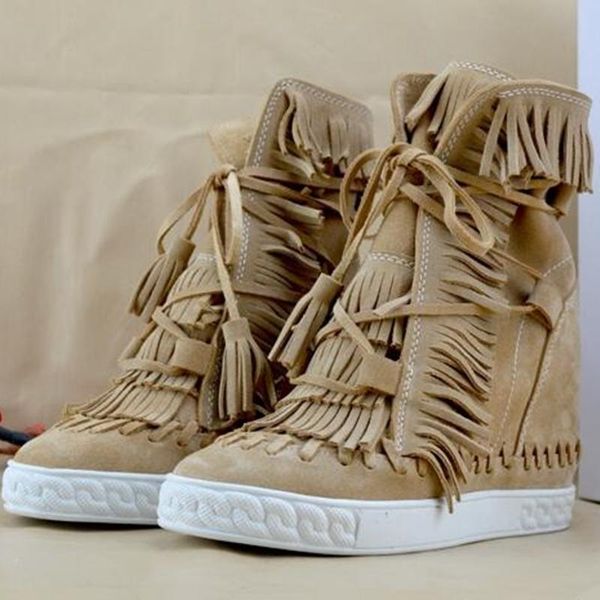 boots height increasing tasse shoes real picture suede fring high wedges woman ankle custom made fine handwork women, Black
boots height increasing tasse shoes real picture suede fring high wedges woman ankle custom made fine handwork women, Black