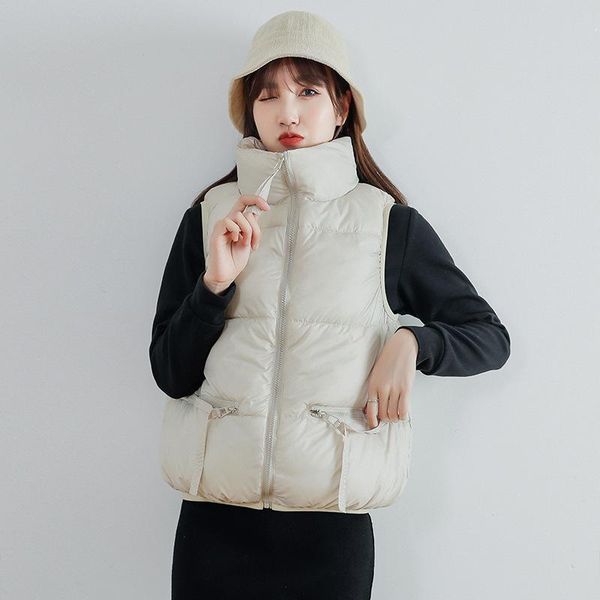 women's vests 2021 winter korean style down cotton vest women short loose thick fashion jacket, Black;white
women's vests 2021 winter korean style down cotton vest women short loose thick fashion jacket, Black;white