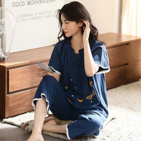 short sleeve round neck tie adjustable neckline cotton pants nightwear suit women pajamas home clothes plus size sleepwear men's, Black;brown
short sleeve round neck tie adjustable neckline cotton pants nightwear suit women pajamas home clothes plus size sleepwear men's, Black;brown