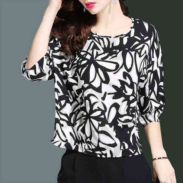 women spring summer style chiffon blouses lady casual half sleeve o-neck printed blusas df3783, White
women spring summer style chiffon blouses lady casual half sleeve o-neck printed blusas df3783, White