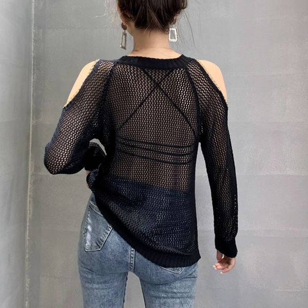 2021 new fall winter european clothes knitted sweater thin fashion off shoulder chain hollow out womens pullovers t08722l gk16, White;black
2021 new fall winter european clothes knitted sweater thin fashion off shoulder chain hollow out womens pullovers t08722l gk16, White;black