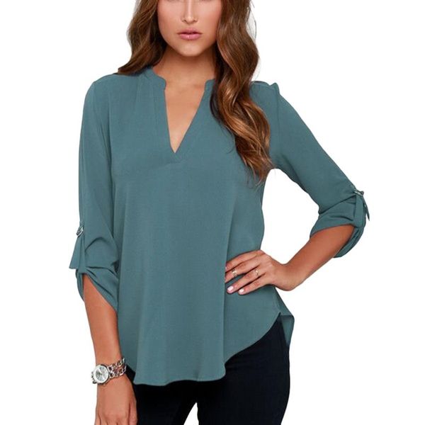 women's blouses & shirts women v-neck chiffon 3/4 sleeve female irregular fashion large size ladies blouse feminina camisas blusas, White
women's blouses & shirts women v-neck chiffon 3/4 sleeve female irregular fashion large size ladies blouse feminina camisas blusas, White
