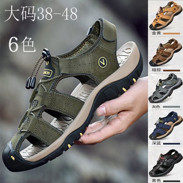 summer baotou men's sandals leather beach sho outdoor non slip soft sole large, Black
summer baotou men's sandals leather beach sho outdoor non slip soft sole large, Black