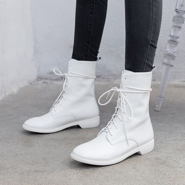 ins women mid-calf boots genuine leather feet length cowhide stitching patent leather classic martin boots ankle boots women, Black
ins women mid-calf boots genuine leather feet length cowhide stitching patent leather classic martin boots ankle boots women, Black