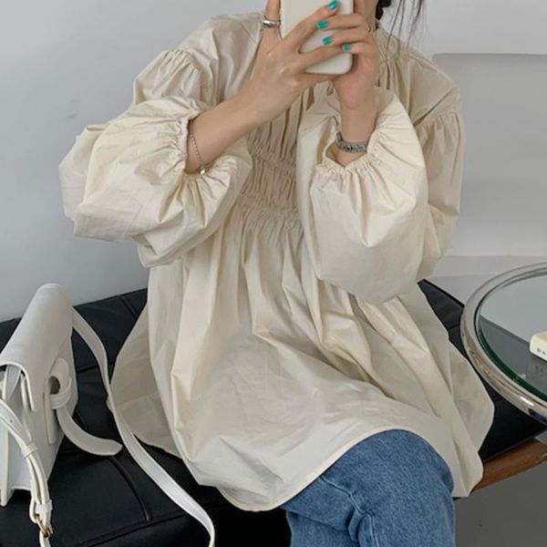 women's blouses & shirts blouse 2021 autumn japanese style retro fashion loose solid color folds round neck puff sleeve casual simplici, White
women's blouses & shirts blouse 2021 autumn japanese style retro fashion loose solid color folds round neck puff sleeve casual simplici, White