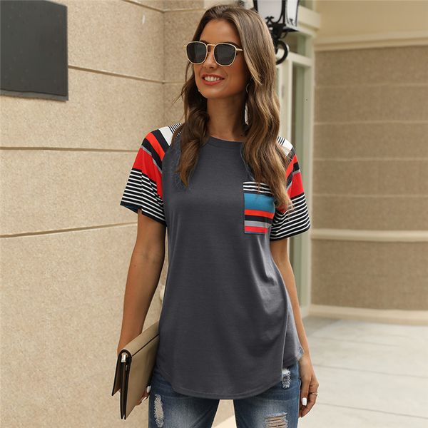 2021 striped t shirt fashion o-neck short sleeve new pocket tee shirts women clothes casual female suft, White
2021 striped t shirt fashion o-neck short sleeve new pocket tee shirts women clothes casual female suft, White