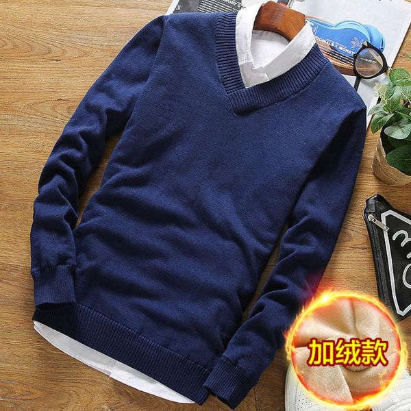 new winter korean men's sweater v collar autumn winter knitted pullover sweater pure cotton plush thickened, White;black
new winter korean men's sweater v collar autumn winter knitted pullover sweater pure cotton plush thickened, White;black