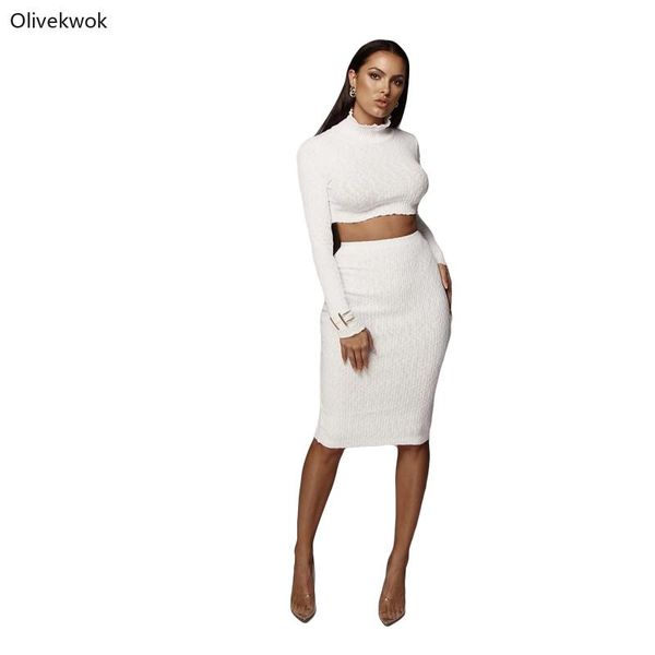 two piece dress olivekwok spring knitted solid 2 set women turtleneck long sleeve crop high waist bodycon skirt suit s1735908, White
two piece dress olivekwok spring knitted solid 2 set women turtleneck long sleeve crop high waist bodycon skirt suit s1735908, White