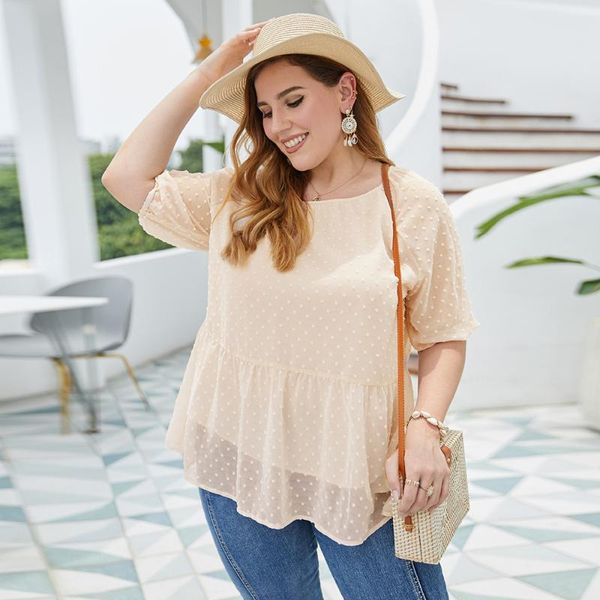 plus size chiffon blouse shirt women 2021 fashion summer o neck short sleeve polka dot print casual blouse ruffles ladies, White
plus size chiffon blouse shirt women 2021 fashion summer o neck short sleeve polka dot print casual blouse ruffles ladies, White