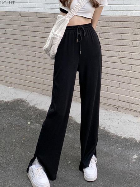 women's pants & capris black casual sports summer thin high waist split wide leg 2021 loose straight tube floor mopping, Black;white
women's pants & capris black casual sports summer thin high waist split wide leg 2021 loose straight tube floor mopping, Black;white