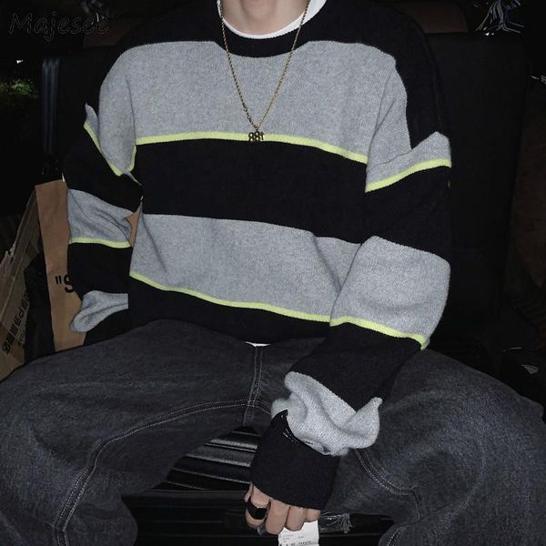men pullover striped panelled loose all-match knitted swearter male ins chic oversize harajuku streetwear young popular clothes, White;black
men pullover striped panelled loose all-match knitted swearter male ins chic oversize harajuku streetwear young popular clothes, White;black