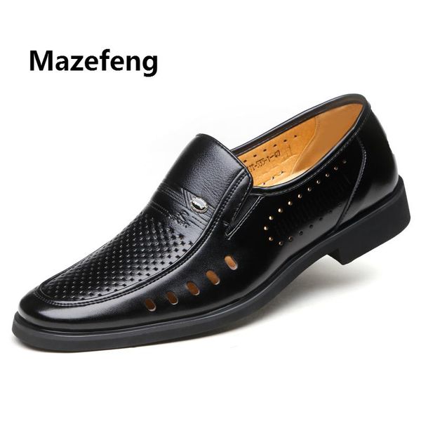 dress shoes mazefeng 2021 summer men casual leather business male hollowed out solid slip-on round toe breathable, Black 
dress shoes mazefeng 2021 summer men casual leather business male hollowed out solid slip-on round toe breathable, Black