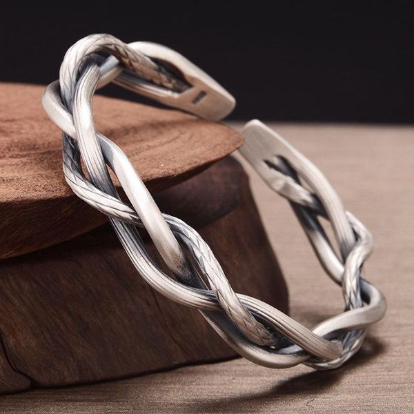 bangle 925 sterling silver retro three-strand twist bracelet light luxury all-match elegant couple jewelry adjustable opening, Black
bangle 925 sterling silver retro three-strand twist bracelet light luxury all-match elegant couple jewelry adjustable opening, Black