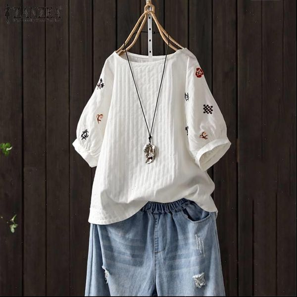 fashion 2021 zanzea women floral embroidery blouse casual short sleeve cotton tunic summer party shirts female blusas, White
fashion 2021 zanzea women floral embroidery blouse casual short sleeve cotton tunic summer party shirts female blusas, White