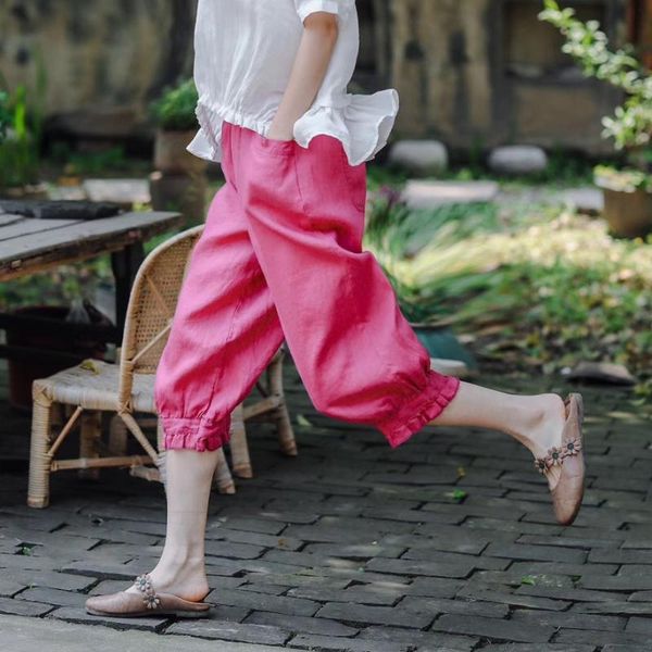 women's pants & capris linen harem summer retro loose elastic waist casual wild cropped 5647, Black;white
women's pants & capris linen harem summer retro loose elastic waist casual wild cropped 5647, Black;white