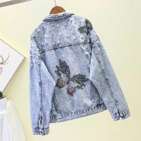 korean style spring autumn new beading denim jacket women long sleeve pearls butterfly diamonds coats short jeans jacket female 201006, Black;brown
korean style spring autumn new beading denim jacket women long sleeve pearls butterfly diamonds coats short jeans jacket female 201006, Black;brown