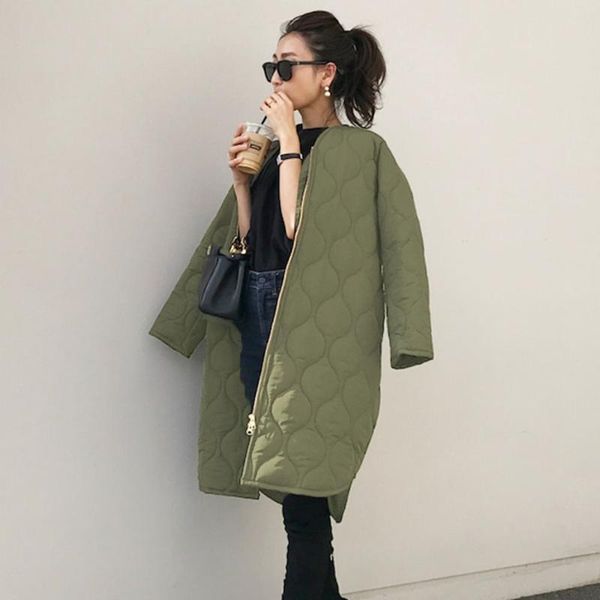 women's down & parkas korean style green long coat padded slim fit round neck women oversized autumn winter parka fashion outwear ladie, Black
women's down & parkas korean style green long coat padded slim fit round neck women oversized autumn winter parka fashion outwear ladie, Black