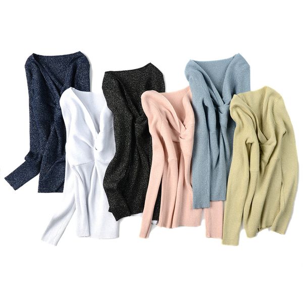 2021 lurex glitter women spring autumn high elasticity rib knitted jumper fashion female pullover sweater k9m1, White;black
2021 lurex glitter women spring autumn high elasticity rib knitted jumper fashion female pullover sweater k9m1, White;black