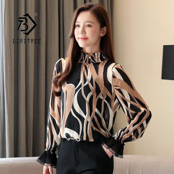 women's blouses & shirts printing chiffon spring women ruffled collar long flare sleeve blouse office lady woman basic 2021 autumn t11, White
women's blouses & shirts printing chiffon spring women ruffled collar long flare sleeve blouse office lady woman basic 2021 autumn t11, White