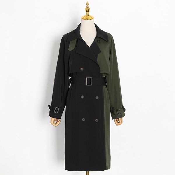 women's wool & blends winter 2021 fashion street safari style clothes stitching contrast turn-down collar personality asymmetric coat w, Black
women's wool & blends winter 2021 fashion street safari style clothes stitching contrast turn-down collar personality asymmetric coat w, Black