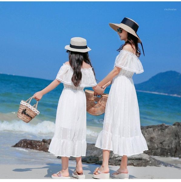 family matching outfits 2021 fashion off shoulder white dress mother daughter slim long dresses girl summer dress1, Blue
family matching outfits 2021 fashion off shoulder white dress mother daughter slim long dresses girl summer dress1, Blue