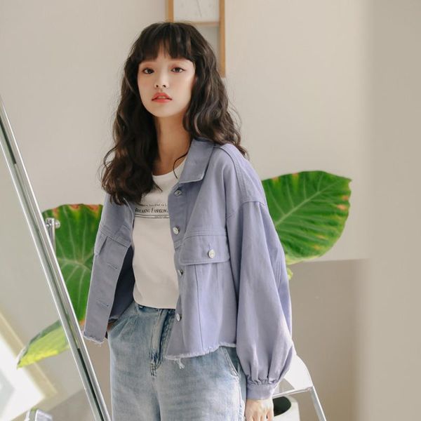 women's jackets lantern sleeve cropped jean jacket autumn woman korean loose long fringe denim coat girl sweet preppy style button, Black;brown
women's jackets lantern sleeve cropped jean jacket autumn woman korean loose long fringe denim coat girl sweet preppy style button, Black;brown