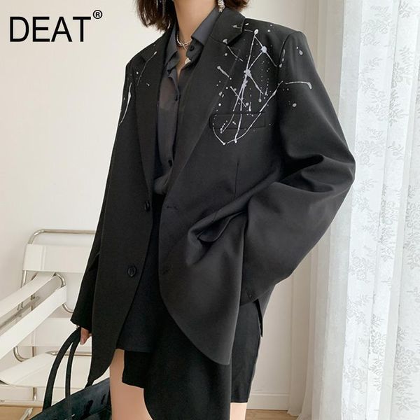 women blazer coat splash ink print wild classic solid notced collar loose office lady style 2021 summer fashion 15hx137 women's suits &, White;black
women blazer coat splash ink print wild classic solid notced collar loose office lady style 2021 summer fashion 15hx137 women's suits &, White;black