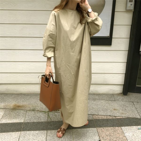 2021 new retro simple solid loose o neck hem split long lace-up slim for women 21wp, Black;gray
2021 new retro simple solid loose o neck hem split long lace-up slim for women 21wp, Black;gray