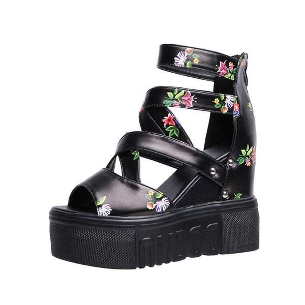 sandals summer women's roman flower print wedge 10cm high heel back zipper fashion leather ladies shoes 2021, Black
sandals summer women's roman flower print wedge 10cm high heel back zipper fashion leather ladies shoes 2021, Black