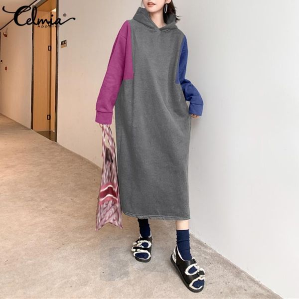 casual dresses celmia women dress autumn winter loose hoodies sweatshirt 2021 color blocking long sleeve hooded vintage vestidos, Black;gray
casual dresses celmia women dress autumn winter loose hoodies sweatshirt 2021 color blocking long sleeve hooded vintage vestidos, Black;gray