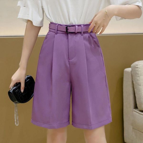 women's shorts 2021 wide leg loose for women high waist purple or black cotton belt quality femme, White;black
women's shorts 2021 wide leg loose for women high waist purple or black cotton belt quality femme, White;black