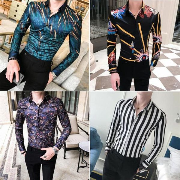 men's casual shirts korean style slim fit shirt for men 2021 spring vintage print long sleeve fashion hawaiian striped top, White;black
men's casual shirts korean style slim fit shirt for men 2021 spring vintage print long sleeve fashion hawaiian striped top, White;black