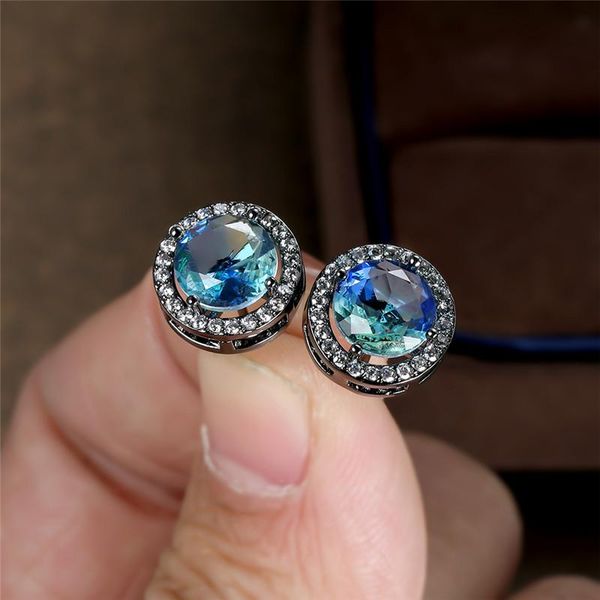 stud 8mm round stone blue green zircon earrings for women wedding jewelry vintage fashion rainbow crystal black gold, Golden;silver
stud 8mm round stone blue green zircon earrings for women wedding jewelry vintage fashion rainbow crystal black gold, Golden;silver