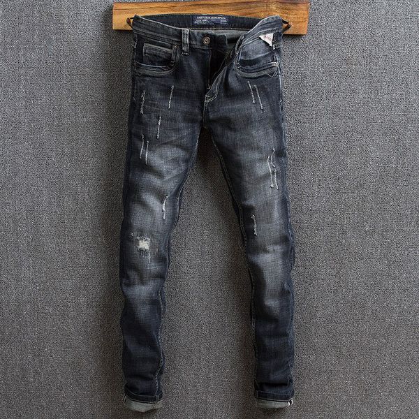2021 new italian vintage style fashion black blue color slim fit ripped men streetwear hip hop designer jeans f6fz
2021 new italian vintage style fashion black blue color slim fit ripped men streetwear hip hop designer jeans f6fz